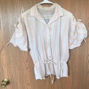Vintage blouse, orange/yellow striped button-up